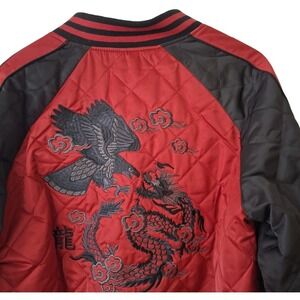 Superdry Jacket Dragon Eagle Bomber Jacket M red Quilted Coat men's Size Medium‎